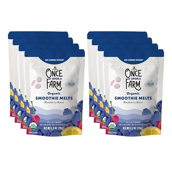 Once Upon A Farm Organic Smoothie Melts with Milk from Pasture Grazed Cows, Blueberry Burst, Non GMO, Kosher, 1 Ounces (Pack of 8)