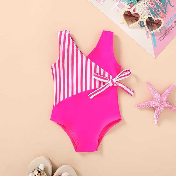 Happy Town Toddler Swimsuit Girl One Piece Bathing Suit Color Block Swimwear Baby Summer Beach Wear