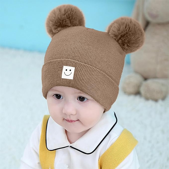 AZJ Baby Beanie Hat Toddler Infant Winter Knitted Hat Kids Soft Warm Pom Pom Beanie Cap for Boys Girls