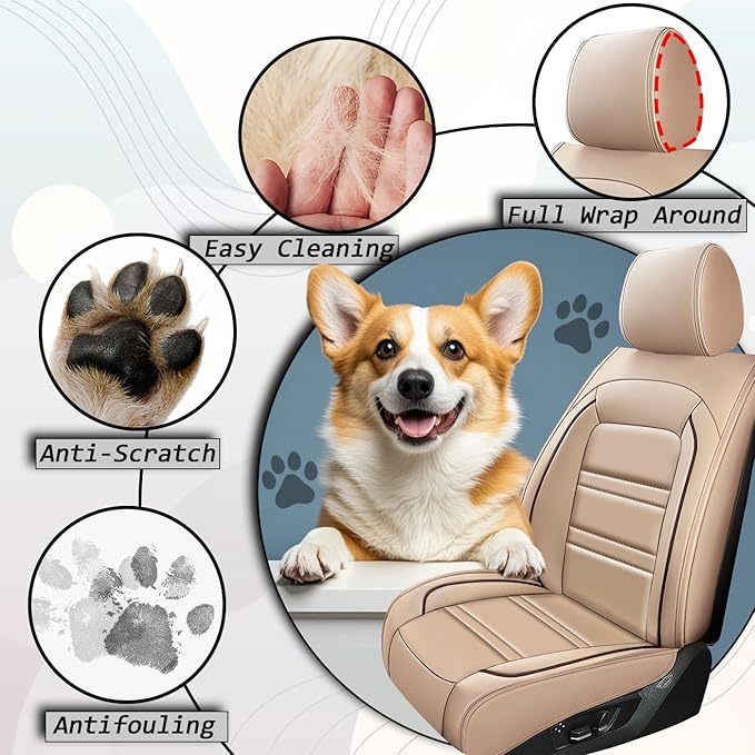 Car Seat Covers for Dodge Durango 2004-2025 | 5-Seats Seat Covers, Waterproof Seat Protectors, Automotive Seat Covers (Full Set with Pillow,Beige)