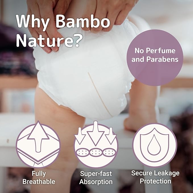 Bambo Nature Hypoallergenic Dream Baby Diapers, Premium Eco-Labeled Sustainable Diapers, Enhanced Leakage Protection, Totally Chlorine-free, Skin Friendly, and Super Absorbent - Size 4 (81 Count)