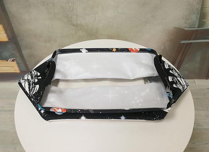 Rectangle Kids Gift Storage Basket Shelf Storage Basket Organizer Box Clothes Laundry Hamper Toys Nursery Basket Baby Laundry Basket with Handles(REC-Black Planet)