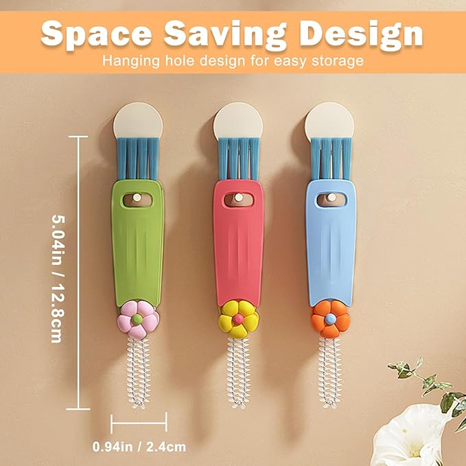 FANTEXY 3 in 1 Cup Lid Cleaning Brush Set, 3 Pieces Multifunctional Bottle Cleaning Brush, Bottle Cleaner Brush for Coffee Cups Lid Gap, Portable Cup Lid Cleaning Tools Cleaner Brush