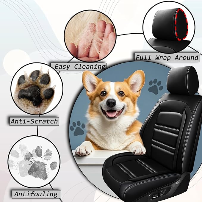 Seat Covers for Nissan Car Xterra 2000-2015 | 5-Seats Leather Seat Covers, Easy to Install Automotive Seat Covers Full Set (Full Set, Black)