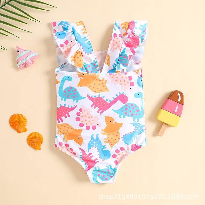 Happy Town One-Piece Infant Toddler Baby Girl Summer Swimsuit Watermelon Leopard Ruffle Swimwear Bikini Bathing Suit