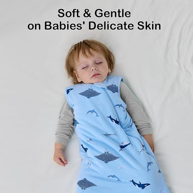 BubblePanda Rayon Made from Bamboo Sleep Sack 6-12 Months 0.5 Tog Soft Lightweight Toddler Sleep Sack for Babies 2-Way Zipper Wearable Blanket Baby 6 Months