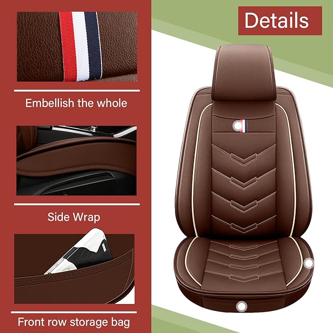 Leather Car Seat Covers Fit for LR Defender 2020-2025, 5 Seater Waterproof and Wear-Resistant Seat Cover Interior Accessories(Full Set,Coffee)