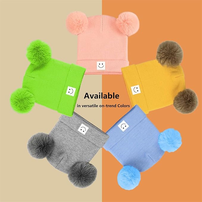 AZJ Baby Beanie Hat Toddler Infant Winter Knitted Hat Kids Soft Warm Pom Pom Beanie Cap for Boys Girls