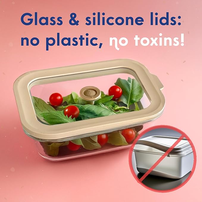 Non-Toxic 35 Oz (4.4 Cup) Glass Storage Containers with Lids – Plastic Free Meal Prep Containers for Lunch, Airtight Food Storage, Microwave and Freezer Safe, 4 Pack - Ziruma