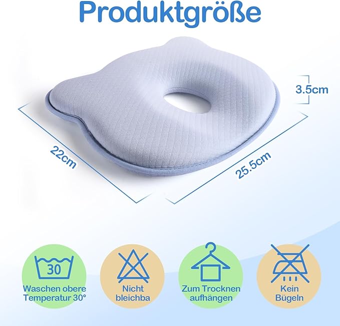 Memory Foam Baby Pillow,Cute Cartoon Bear Soft and Cozy Pillow, Breathable Bedding Set for Infants for Small Boys and Girls Prevent Flat Head Tummy