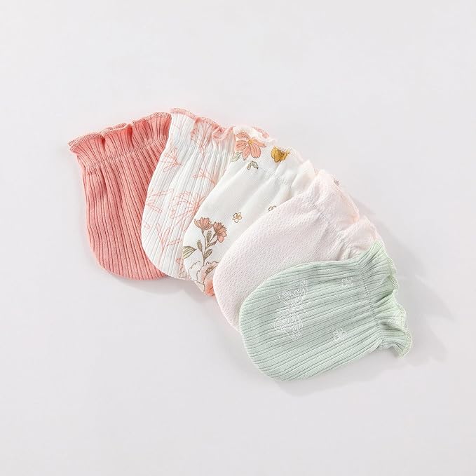 Fashion Baby Boy Girl Clothing Set Cotton Soft 3-Piece Long Sleeve Button Rompers 5-Pack Hats&Gloves Infant Clothes