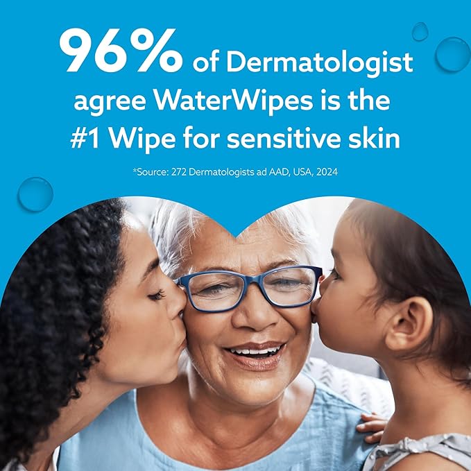 WaterWipes Sensitive+ Baby & Toddler Wipes, 3-In-1 Cleans, Cares, Protects, 99.9% Water, Textured Clean, Unscented & Hypoallergenic, 240 Count (4 Packs)