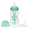 Dr. Brown’s Anti-Colic Options+ Wide-Neck Sippy Bottle Starter Kit, 9oz/270mL, with Level 3 Medium-Fast Flow Nipple and Soft 100% Silicone Sippy Spout, Green, BPA Free, 6m+