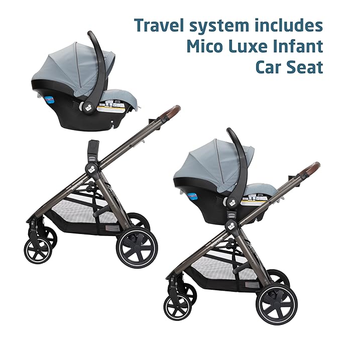 Maxi-Cosi Zelia™ Luxe 5-in-1 Modular - Baby Travel System Car Seat and Stroller, Infant Car Seat and Stroller Combo, Baby Car Seat and Stroller Combo in New Hope Grey