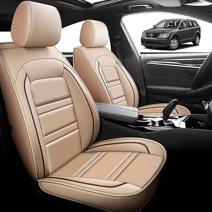 Seat Cover for Dodge Journey 2009-2020 | Car Seat Covers Front Seats, Waterproof Seat Protectors, Automotive Front Seat Covers (Front Seat, Beige)