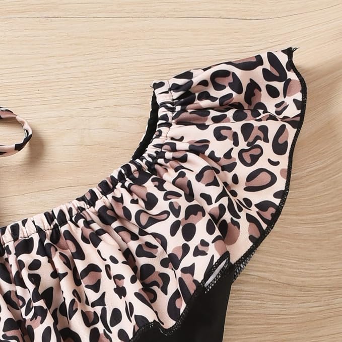 Toddler Baby Girls Ruffles Bikini One Piece Swimsuits Floral Off Shoulder Swimwear Beach Bathing Suit