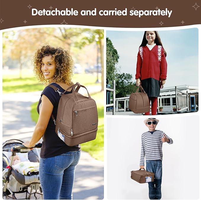 Derbiedersinn Breast Pump Backpack for Working Moms – Spectra Compatible Pump Bag, Waterproof & Spacious with Pockets for Breast Pump, Bottles, and Nursing Essentials – Ideal for Spectra S1/S2, Brown