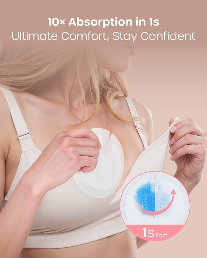 Nuliie Super Absorbent & Featherlight Disposable Nursing Pads 100 Count, Stay Dry, Soft & Breathable Breast Pads for Leaking Milk, Leakproof, Individually Packaged Breastfeeding Essentials for Moms