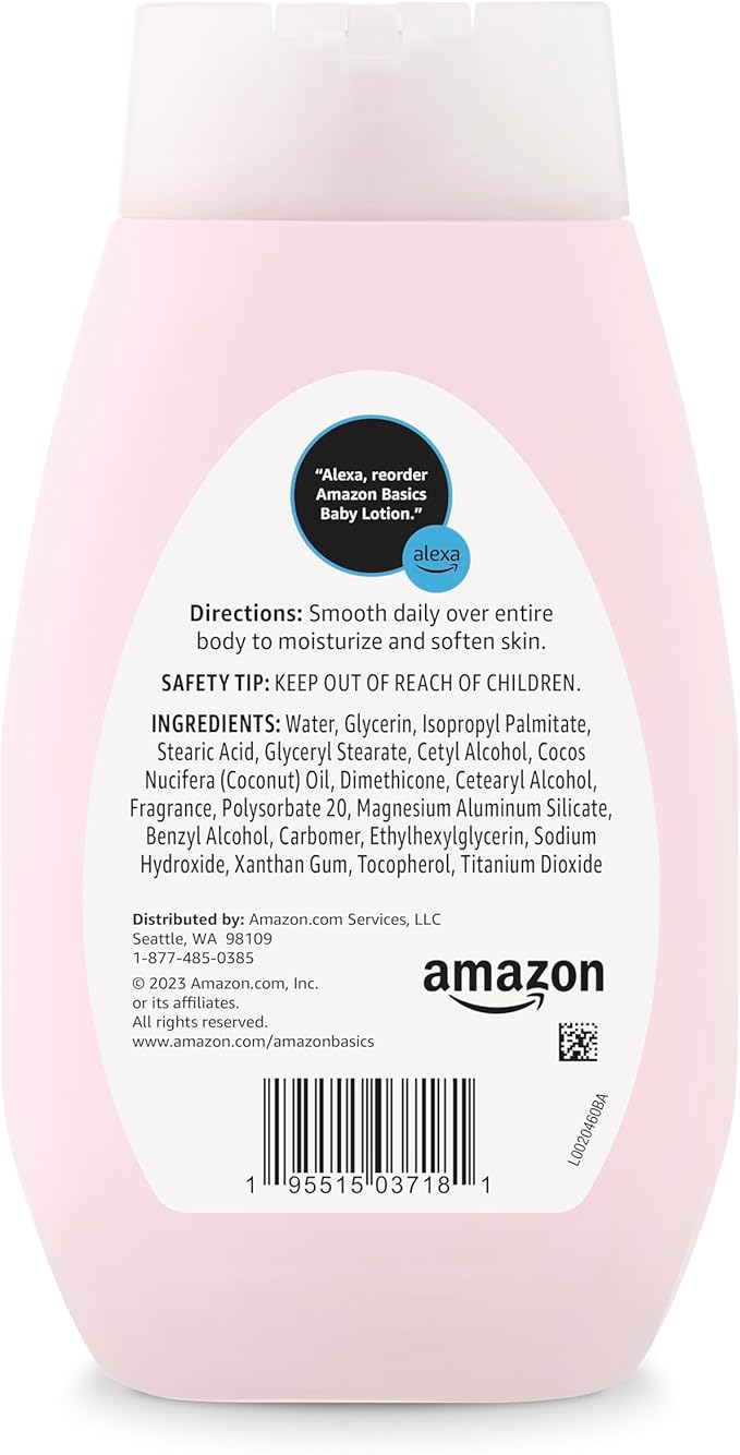 Amazon Basics Baby Lotion, Mild & Gentle, Lightly Scented, 13.6 Fl Oz (Pack of 4) (Previously Solimo)
