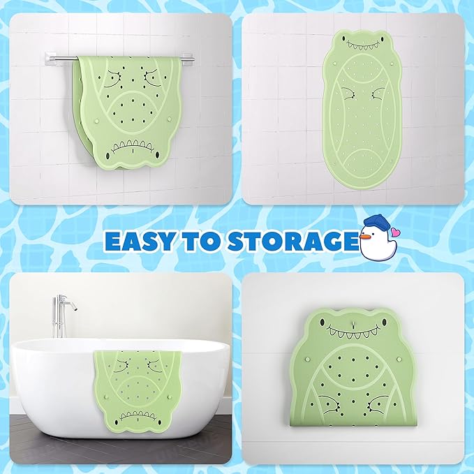 UNEEDE Dinosaur Kids Bathtub Mat - Extra Thick Rubber Shower Mat for Toddlers, 30"x18" Bath Mat with 100+ Suction Cups, Machine Washable Tub Pad for Babies & Children's Bath Time Comfort