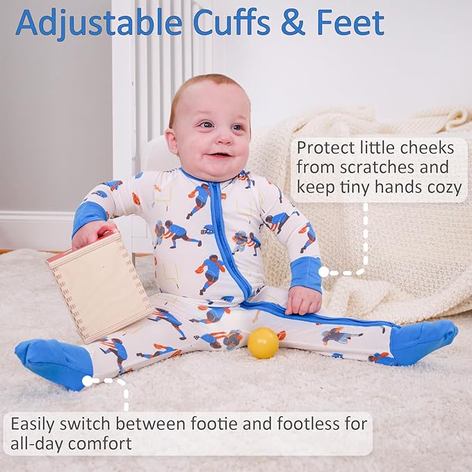 LollyBanks Baby Pajamas, 2-Way Zipper Romper, 95% Viscose Made from Bamboo and 5% Spandex, Baby Sleepers