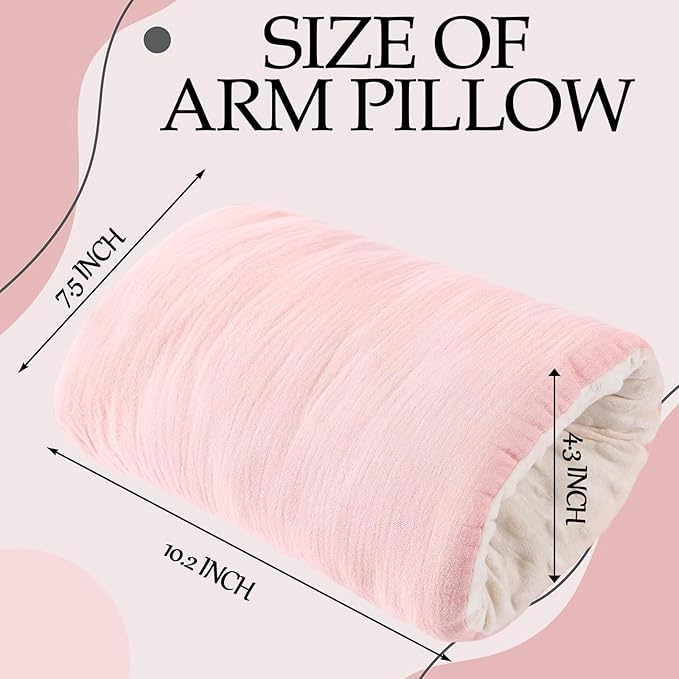 Baby Feeding Arm Pillow Breastfeeding Bottle Nursing Cozy Cradle Pillow for Newborn Soft Double Sided Muslin Cotton Head Support Comfortable Feeding for Mom(Pink,Simple)