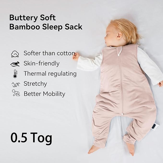 BubblePanda Rayon Made from Bamboo Toddler Sleep Sack with Feet 12-24 Months 0.5 Tog Ultra Soft Toddler Sleeping Sack 1t-2t Baby Sleep Bag Walker Wearable Blanket with Legs 2-Way Zipper Lightweight