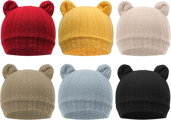 DRESHOW BQUBO 6 Pack Baby Hats for Boys Girls Unisex Baby Hat Soft Knit Cap Nursery Beanie for Newborn Infant Toddler Kid