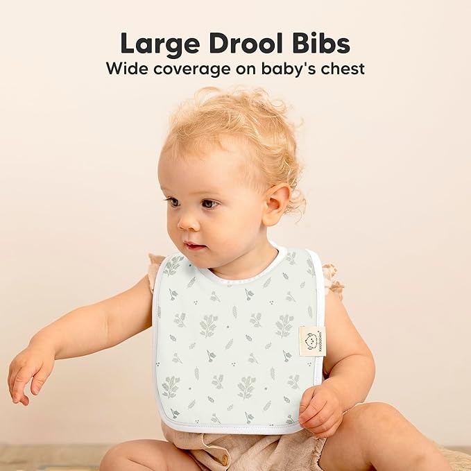 KeaBabies 8-Pack Organic Baby Bibs for Boys, Girls - Super Absorbent Cotton Drool Bibs for Baby Girl & Boy, Teething Toddler, Drooling Newborn, Ultra Soft & Machine Washable (Prairie)
