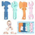 TYRY.HU Baby Teething Toys for Babies, Baby Teether Toys, BPA Free Silicone Baby Molar Teether Chew Toys, Hammer Wrench Spanner Pliers for Boys Girls, Soft-Textured, Easy to Hold & Clean, 4 Packs