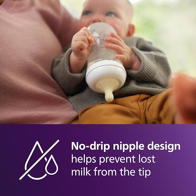 Philips Avent Natural Baby Bottles with Natural Response Nipples (Medium Flow, Flow 3), with Seahorse and Starfish Design, 9oz, 4-Pack, SCY903/68