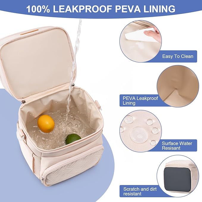 Insulated Breastmilk Cooler Bag with Ice Pack - Holds 6x9oz Bottles, Leakproof Double Layer, Bottle Cooler Bag with Adjustable Strap for Nursing Moms, Daycare & Travel