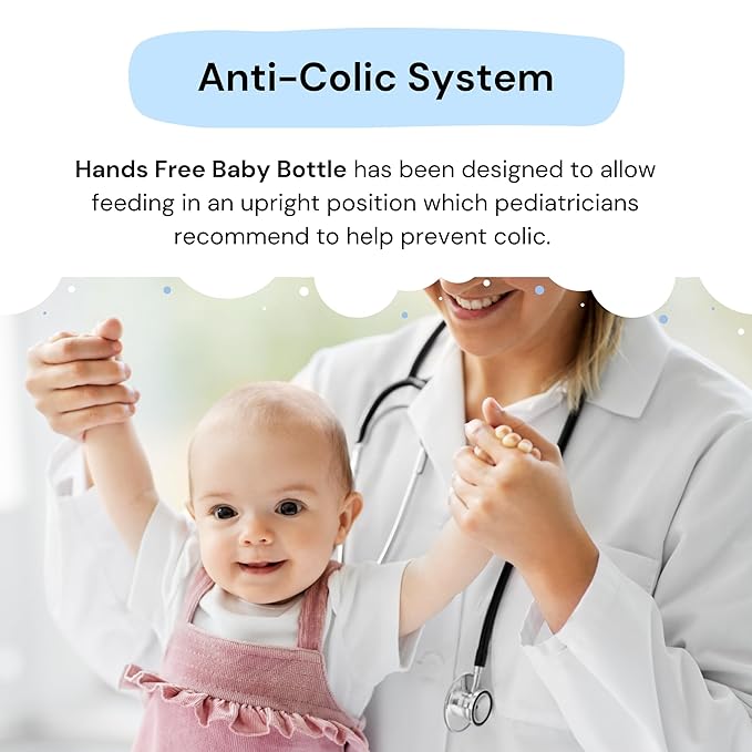 Hands-Free Baby Bottle - Anti-Colic Nursing System 9 oz Baby Bottle with Fast Flow Nipple/Teat 3m+ Infant with Tube Straw Feeding System for Toddler (2 Bottles - Panda)