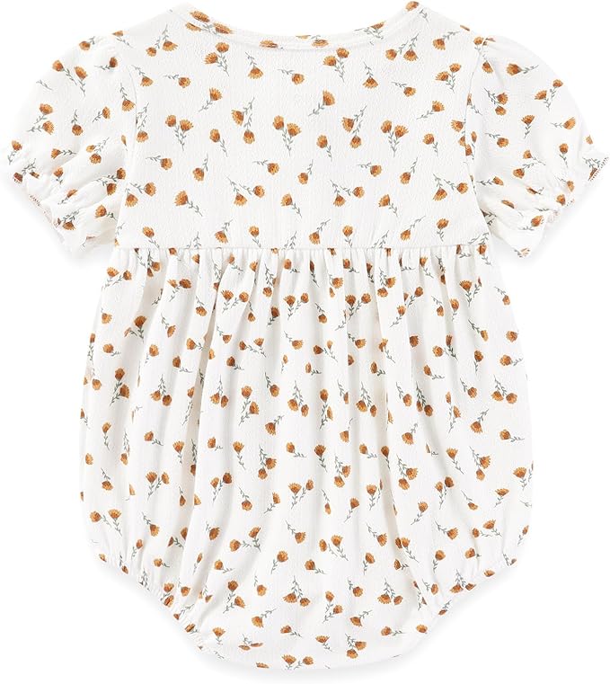 Newborn Baby Girl Clothes Cotton Bubble Romper Floral Short Sleeve Bodysuit 3 Pack