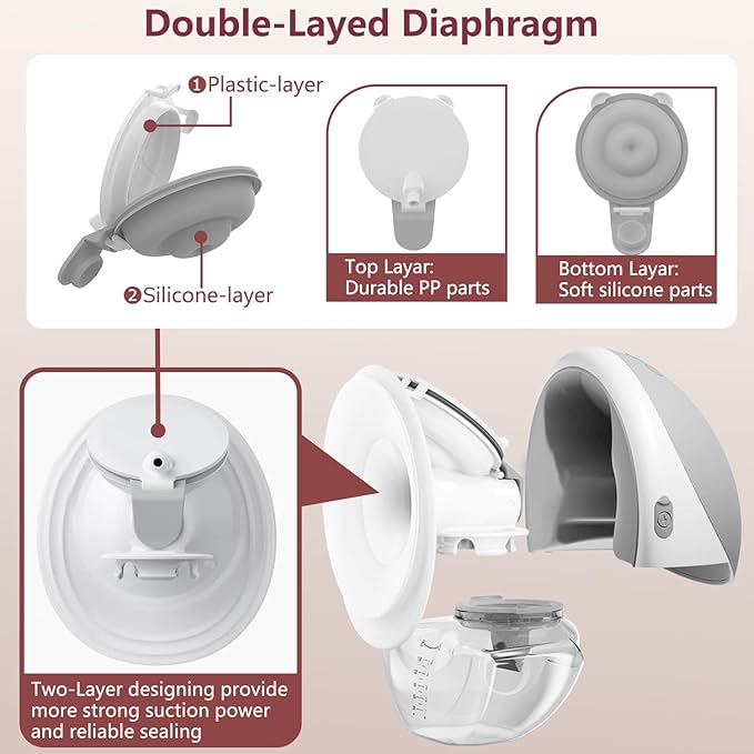 2pcs Duckbill Valves and 2pcs Diaphragms for Momcozy Upgraded Mobile Flow M9 Breast Pump, BPA Free, The Same As OEM, Replace for Momcozy Upgraded M9 Replacement Parts, Not Original Parts, 4pcs Gray