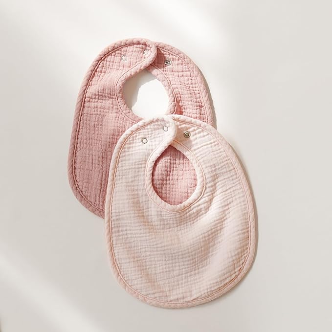 8-Pack Baby Muslin Bibs, Soft Cotton Drool Bibs for Boys Girls, Adjustable and Absorbent Newborn Bib Set for Feeding and Drooling