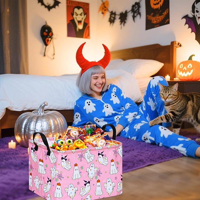 Ghost Happy Halloween Kids Gift Shelf Storage Basket Organizer Box Clothes Laundry Hamper Toys Nursery Basket Baby Laundry Basket with Handles