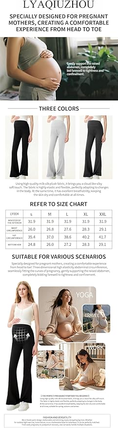 High Waist Yoga Pants, Maternity Bootcut Leggings, Cotton Blend Spandex, Black Gray Light Gray, S-XXL,