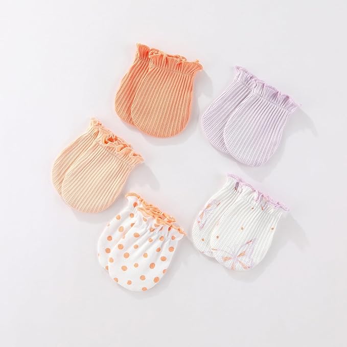 Fashion Baby Boy Girl Clothing Set Cotton Soft 3-Piece Long Sleeve Button Rompers 5-Pack Hats&Gloves Infant Clothes