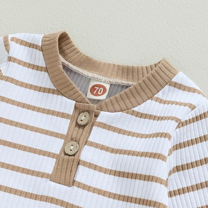 Newborn Baby Boy Girl Clothes Ribbed Knitted Long Sleeve Romper Pants Solid Cotton Infant Fall Winter Outfits 2Pcs