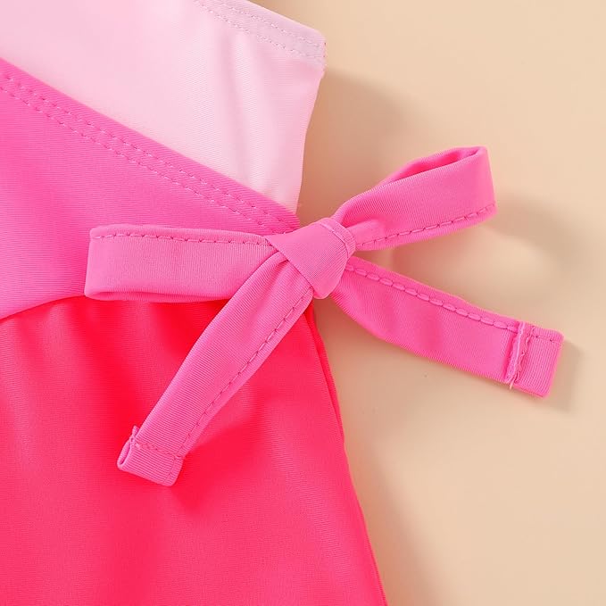 Happy Town Toddler Swimsuit Girl One Piece Bathing Suit Color Block Swimwear Baby Summer Beach Wear