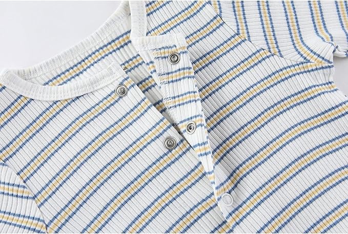Fashion Baby Boy Girl Clothing Set Cotton Soft 3-Piece Long Sleeve Button Rompers 5-Pack Hats&Gloves Infant Clothes
