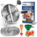 Stainless Steel Food Mills With 3 Milling Discs,Ergonomic design Of Rotary Food Mills For Tomato Sauce,Potatoes,Jams with Silicone Handle Dishwasher Safe, Multifunctional Spoon,Orange