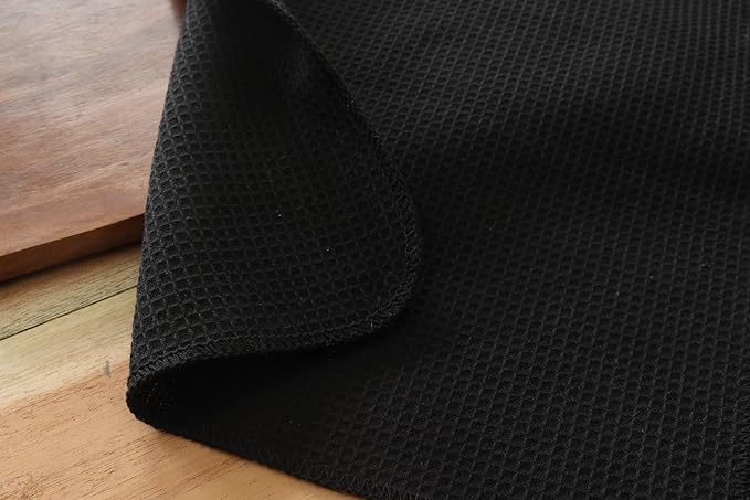 PurpleEssences Dish Cloths and Dish Rags - 6 Pack Waffle Weave Solid Kitchen Dish Wash Cloths, 100% Cotton, 12 x 12 Inches, Ultra Soft Absorbent Quick Drying - Fall Thanksgiving Halloween - Black