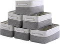 Fabric Storage Bins 12x8x5 inch [6-Pack] with Rope Handles - Decorative Baskets for Organizing