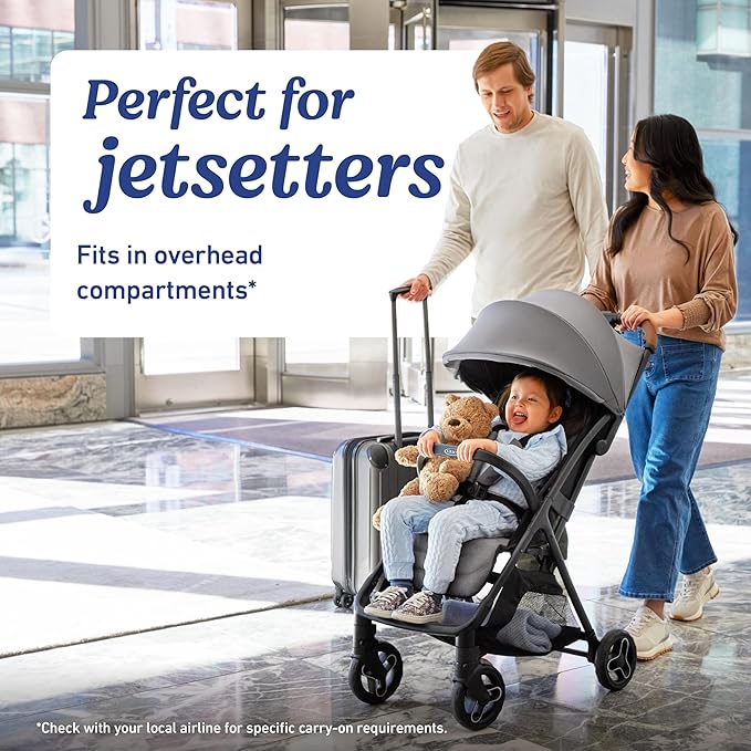 Graco Ready2Jet Travel System – Overhead Friendly Compact Travel Stroller with Automatic Fold and SnugRide Infant Car Seat