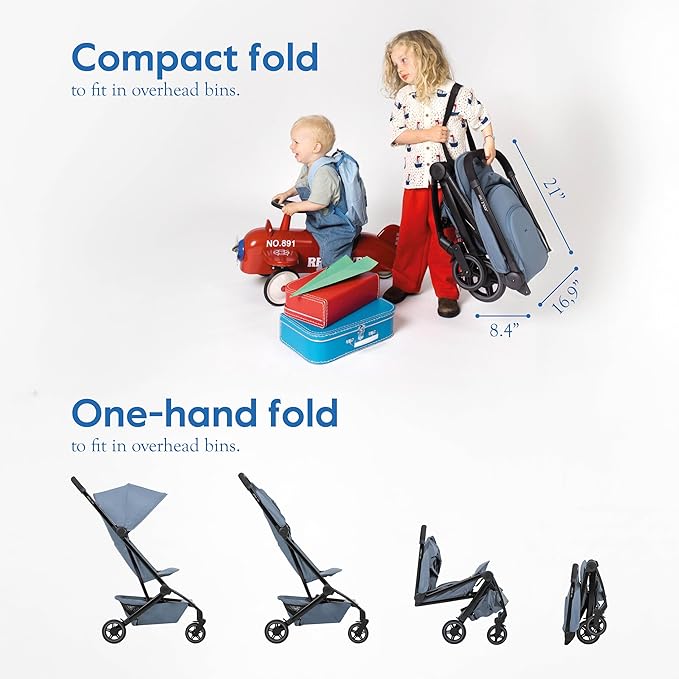 Joolz Dot Ultra Lightweight Travel Stroller for Toddler – Compact & Airplane Stroller (only 12.2lbs) -One-Handed Folding Design - UPF 50+ Canopy - Reclining Seat - Space Black