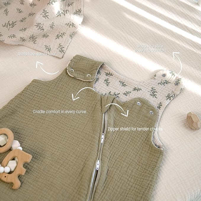 lulumoon Sleep Sack Muslin for Baby: Cotton Wearable Blanket for 15-24 Months - Soft Lightweight Ideal for Nursery Lounge Nighttime Naptime