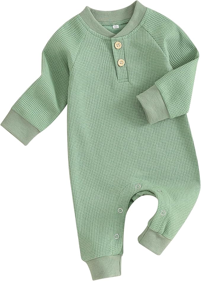 Kuriozud Newborn Infant Unisex Baby Boy Girl Clothes Button Romper Jumpsuit Basic One Piece Outfits