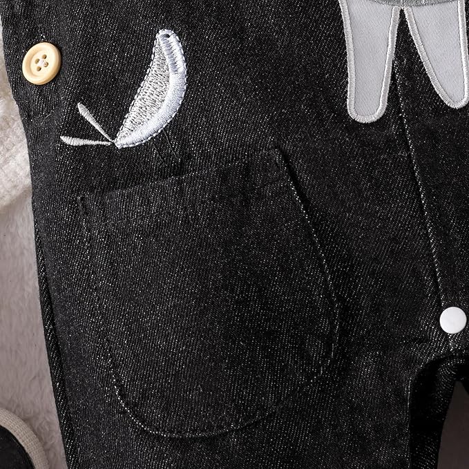 Baby Boy Clothes Fall Winter Outfits Long Sleeve Striped Romper Cute Cartoon Jeans Overalls Pants Set 0-18 Months